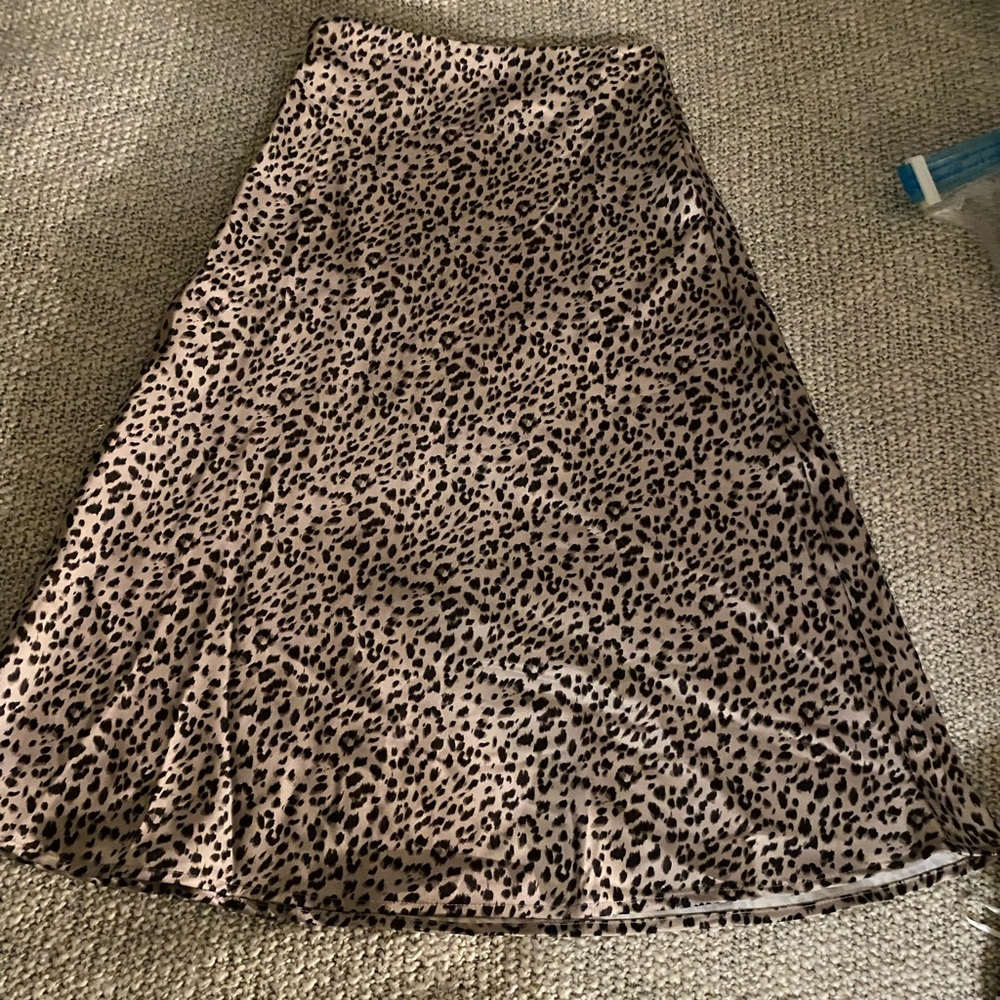 Princess Polly Leopard silk midi skirt